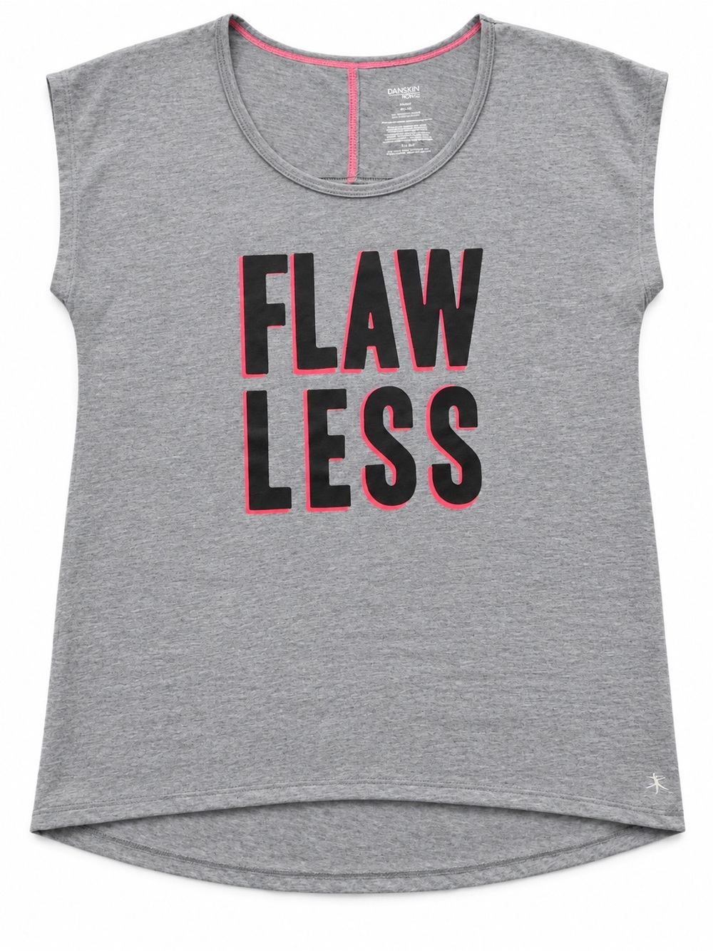 Danskin Gray Tee with Black 'FLAWLESS' and Pink Trim